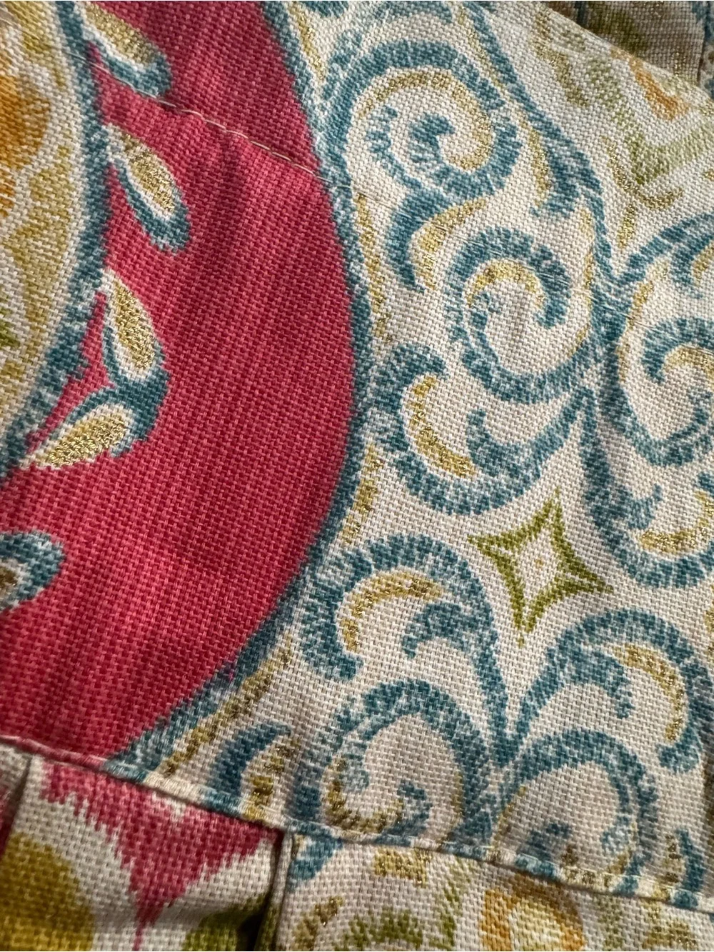 Waverly Printed Pleated Shorts in Coral, Teal & Yellow Valance Set of 4